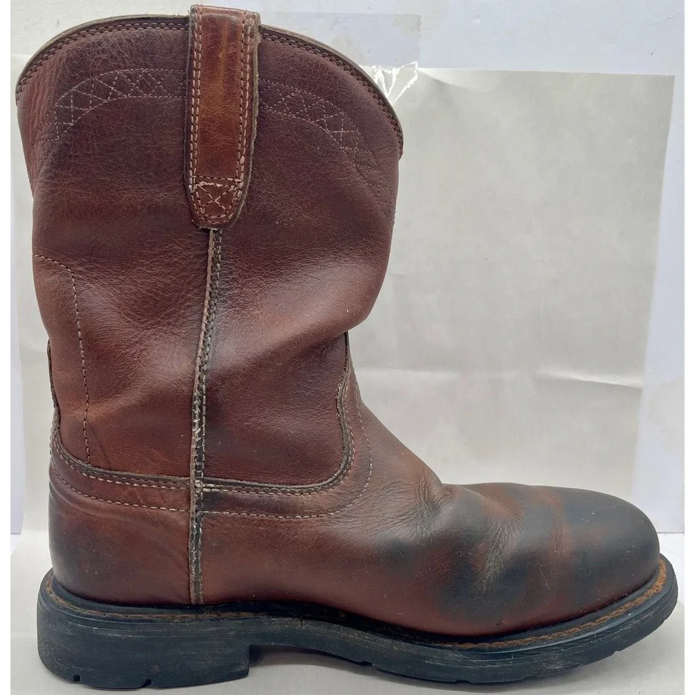 Ariat Mens Sierra Waterproof Steel Toe Work Boots Brown Leather Pull On 10002385